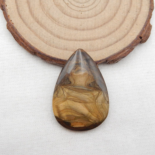 Cabochon de pierres précieuses en forme de goutte de jaspe naturel US Biggs Picture, 33 x 22 x 4 mm, 5,1 g