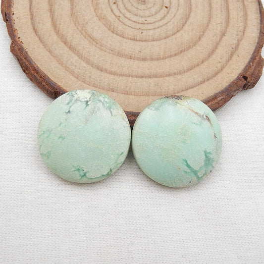 Paire de Cabochons Ronds Turquoise Vert 20x5mm,6.4g