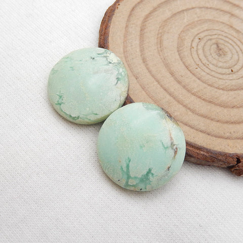 Paire de Cabochons Ronds Turquoise Vert 20x5mm,6.4g