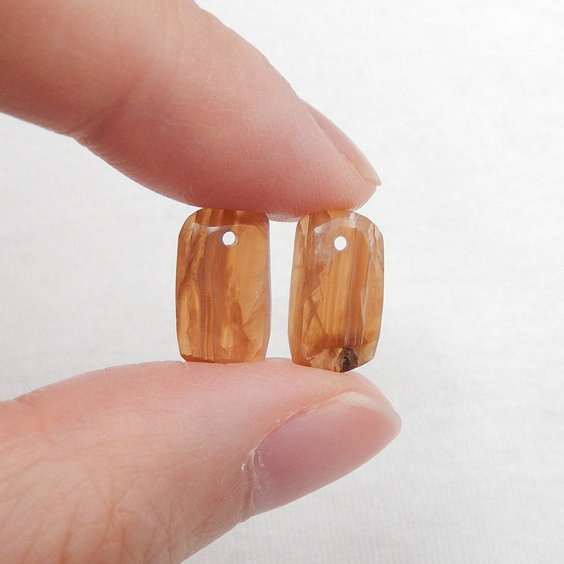 Paire de boucles d'oreilles en pierres précieuses de rhodochrosite d'Argentine naturelle, 12 x 7 x 3 mm, 1,7 g