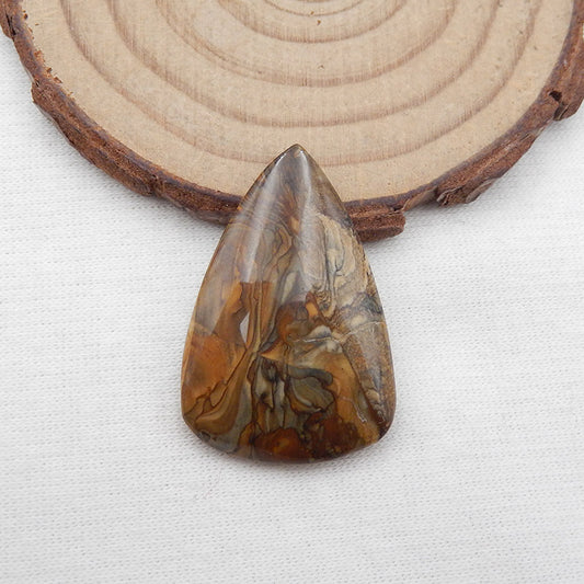 Cabochon de pierres précieuses en forme de goutte de jaspe naturel US Biggs Picture, 32x21x5mm, 4.7g