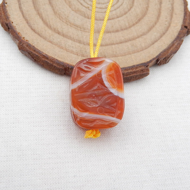 Natural Red agate Carved flower Pendant Bead 19x15x9mm, 5.7g