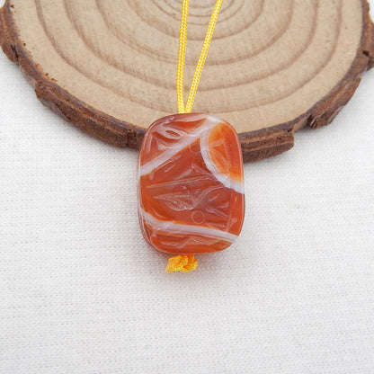 Natural Red agate Carved flower Pendant Bead 19x15x9mm, 5.7g
