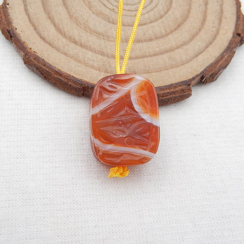 Natural Red agate Carved flower Pendant Bead 19x15x9mm, 5.7g