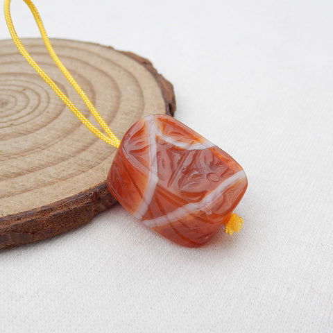 Natural Red agate Carved flower Pendant Bead 19x15x9mm, 5.7g