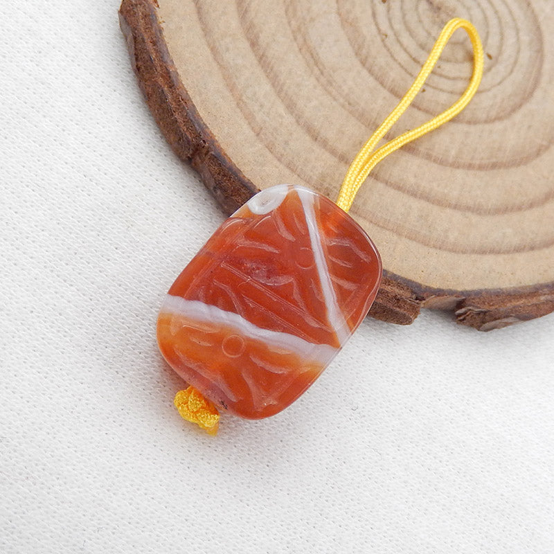 Natural Red agate Carved flower Pendant Bead 19x15x9mm, 5.7g