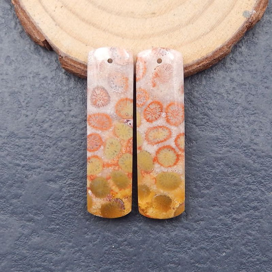Natural Indonesian Coral Earring Beads 41x11x6mm, 10.3g