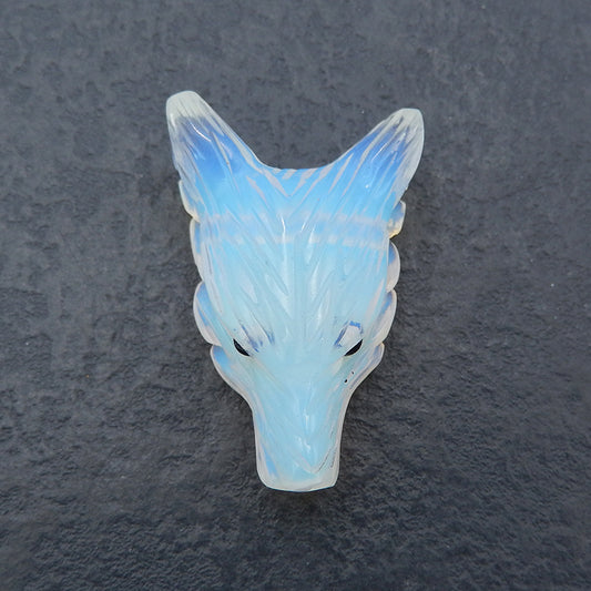 Opalite Carved wolf head Pendant Bead 36x24x12mm, 9.1g
