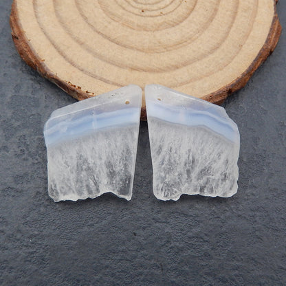 Natural Blue Lace Agate Earring Beads 25x20x3mm, 6.6g