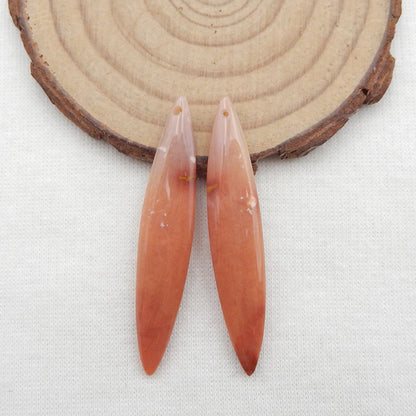 Paire de boucles d'oreilles en jaspe mookaite naturel, 45x9x5mm,5.3g