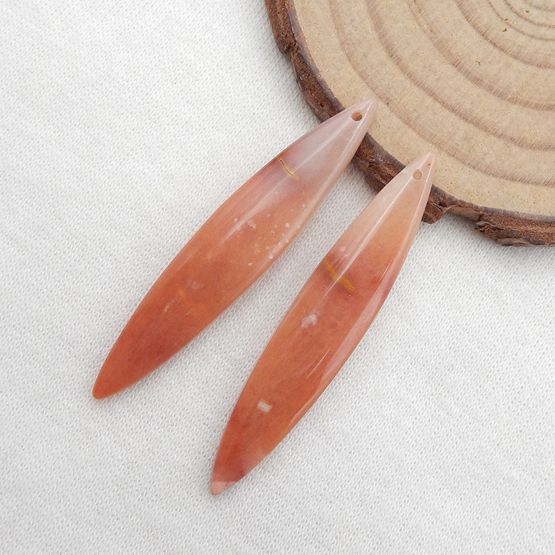 Paire de boucles d'oreilles en jaspe mookaite naturel, 45x9x5mm,5.3g