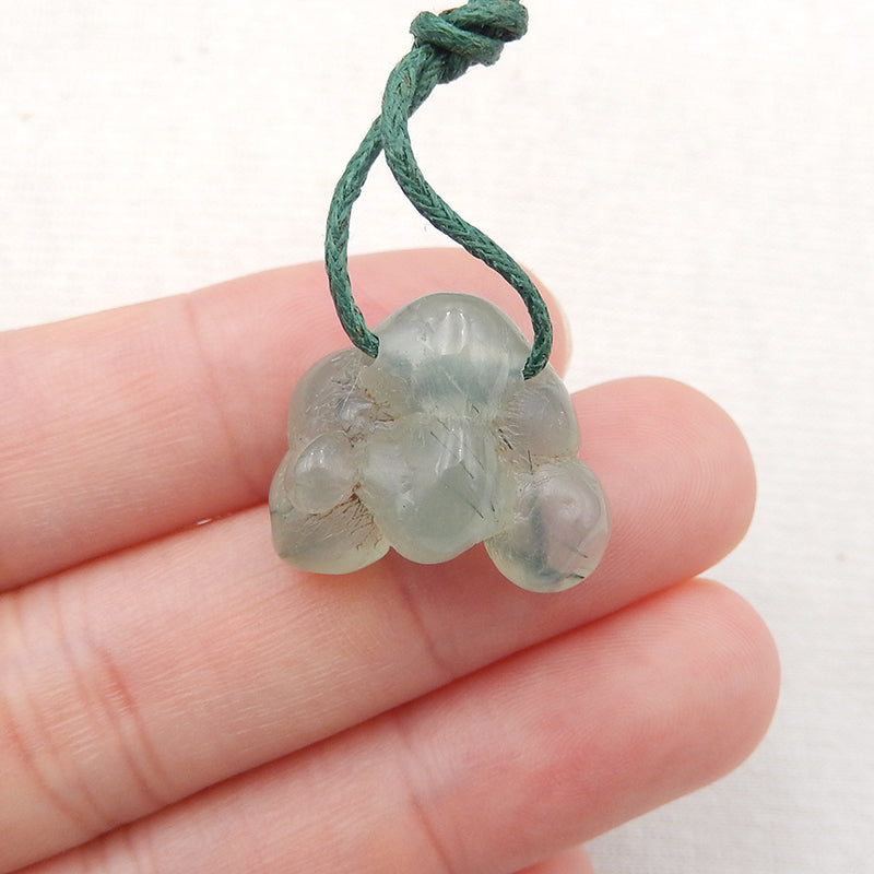 Perle pendentif en pierres précieuses ovales en préhnite naturelle, 32x20x11mm, 12.2g
