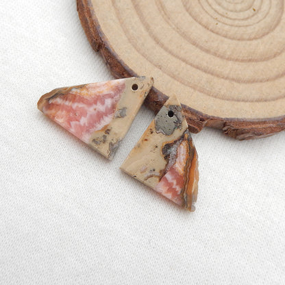 Paire de boucles d'oreilles en pierres précieuses de rhodochrosite d'Argentine naturelle, 17x17x3 mm, 3,8 g