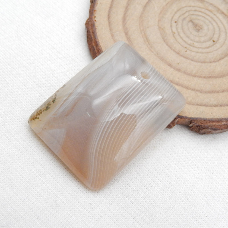 Natural Banded Agate Pendant Bead 36X27X8mm, 15.1g
