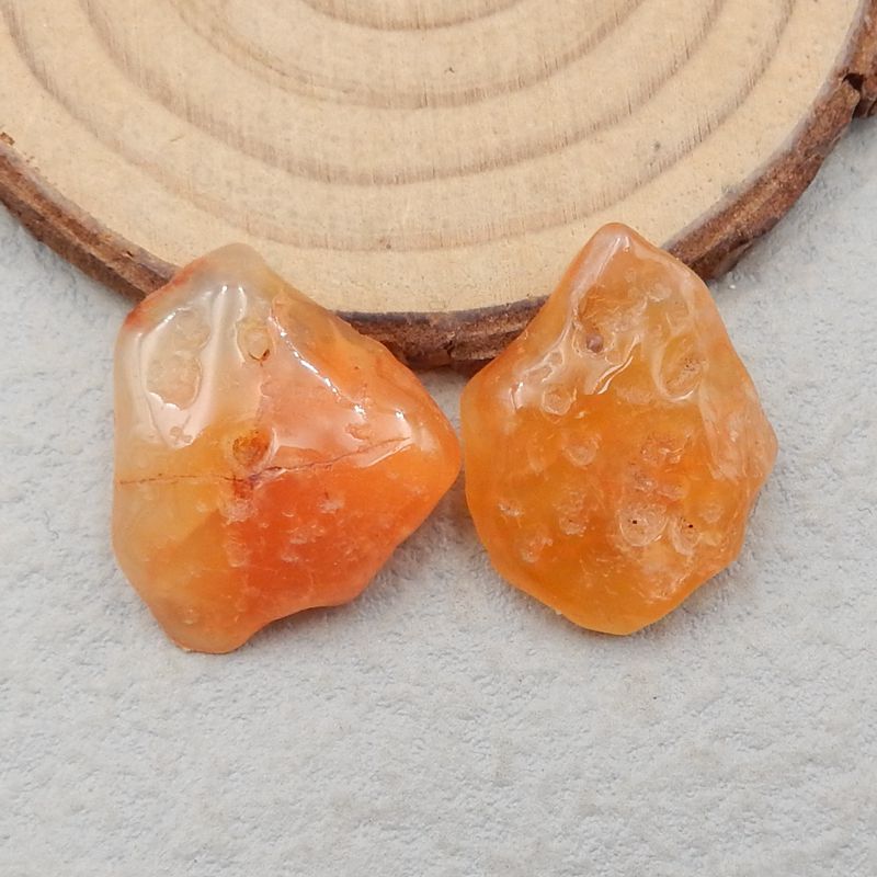 Natural Red Agate Cabochons Paired 22x22x6mm, 7.2g