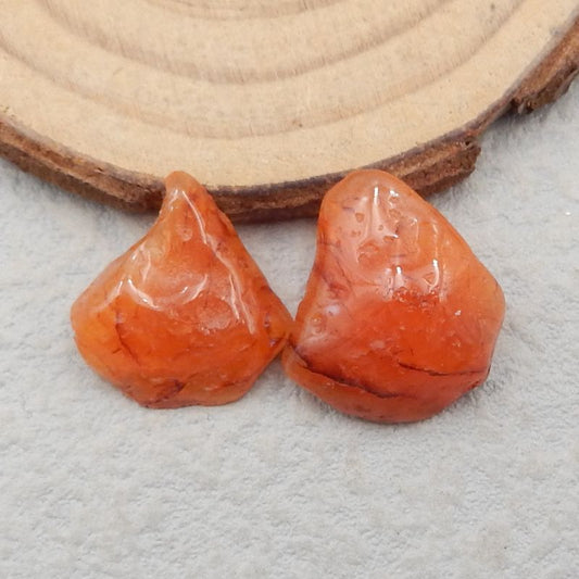 Natural Red Agate Cabochons Paired 18x16x7mm, 4.0g