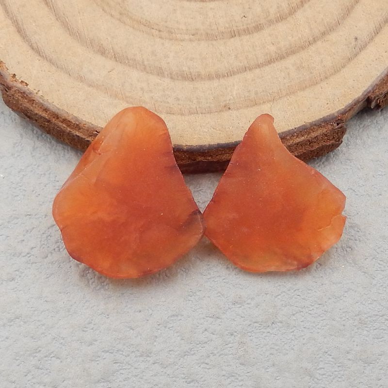 Natural Red Agate Cabochons Paired 18x16x7mm, 4.0g