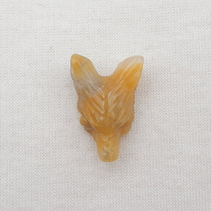 Natural Yellow Jade Carved wolf head Pendant Bead 24x17x9mm, 3.8g