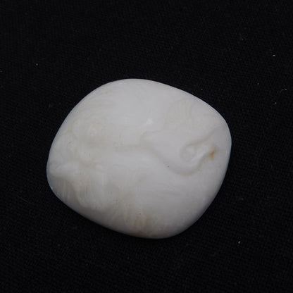 Natural And Exquisite Hand Carved White Jade Pendant Beads. 39X35X8mm, 18.8g