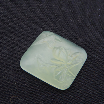 Natural Nephrite Jade Carved flower Cabochon 26X26X10mm, 9.7g