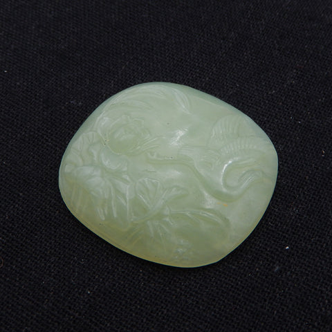 Natural Nephrite Jade Carved Flower Cabochon ,40×35×8mm, 18.4g