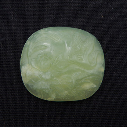 Natural Nephrite Jade Carved flower Cabochon 41X36X9mm, 19.4g