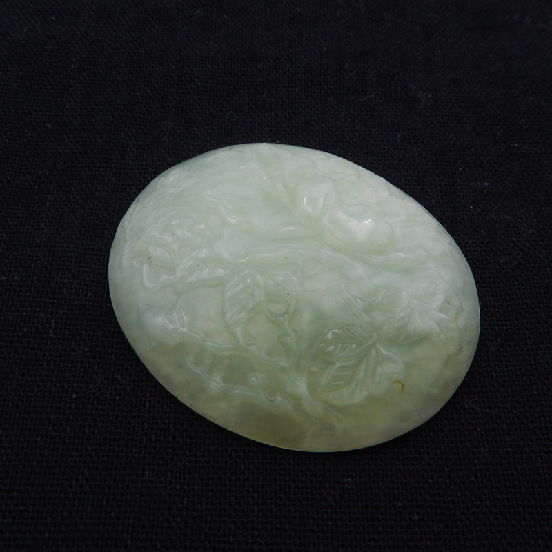 Natural Nephrite Jade Carved flower Cabochon 51X45X10mm, 34.1g