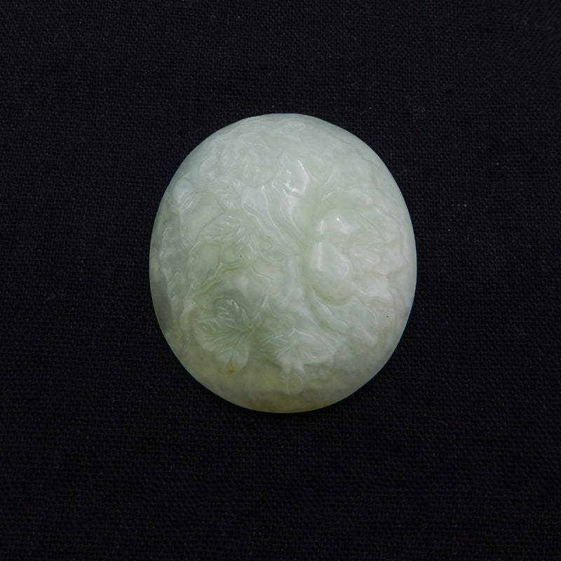Natural Nephrite Jade Carved flower Cabochon 51X45X10mm, 34.1g