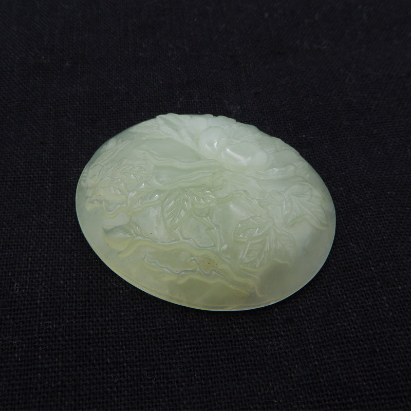 Natural Nephrite Jade Carved flower Cabochon 51X44X10mm, 32.4g