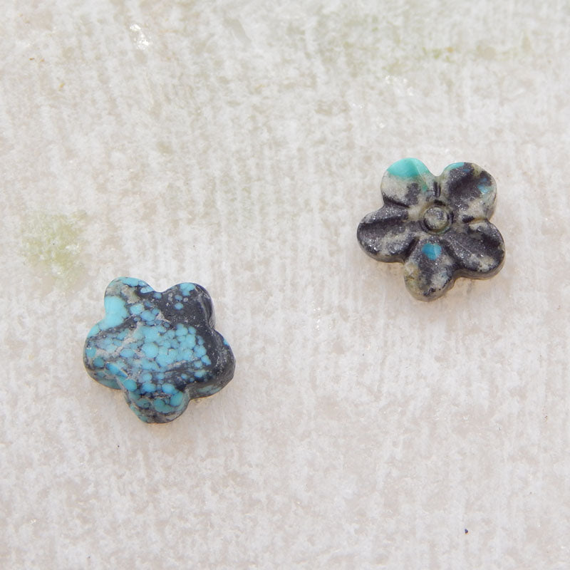 Natural Turquoise Carved Cabochons Paired 7X3mm, 0.4g