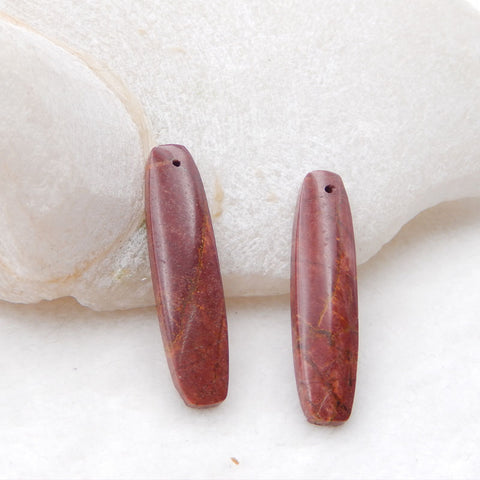 1 paire de boucles d'oreilles en jaspe Picasso multicolore naturel, 35 x 8 x 4 mm, 4,7 g