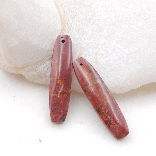 Natural Red Creek Jasper Earring Beads 35X8X4mm, 4.7g