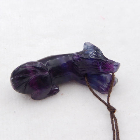 全新雕刻萤石宝石狼吊坠石，45X17X16 毫米，19.5 克