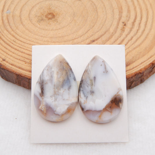 Natural Dendritic Agate Cabochons Paired 28X18X3mm, 5.4g