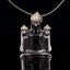 Pendentif château sculpté en quartz clair, dessus en argent sterling 925, 26x20x10 mm, 6,7 g