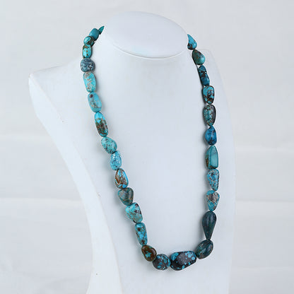 Turquoise Gemstone Necklaces, Natural Turquoise Gemstone Necklaces, 925 Sterling Silver Findings, 1 Strand, 20 inch, 65g