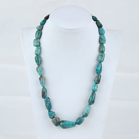 Turquoise Gemstone Necklaces, Natural Turquoise Gemstone Necklaces, 925 Sterling Silver Findings, 1 Strand, 18 inch, 60g