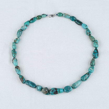 Turquoise Gemstone Necklaces, Natural Turquoise Gemstone Necklaces, 925 Sterling Silver Findings, 1 Strand, 18 inch, 60g