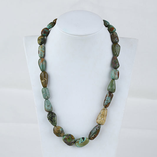 天然 Chrysocolla 和红玛瑙宝石项链，珠宝项链，可调节项链。