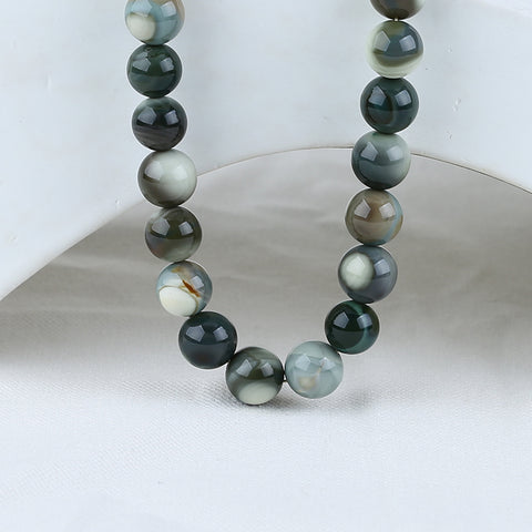 Alxa Agate Loose Beads, DIY Accessories, Stone, Jewelry, Round Shape Necklaces, 1 Strand, 20 Inch, 95g