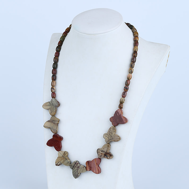 1 Strand Natural Red Creek Jasper Beads for Necklace 22-32 inch 20-24 inch, 47.5g