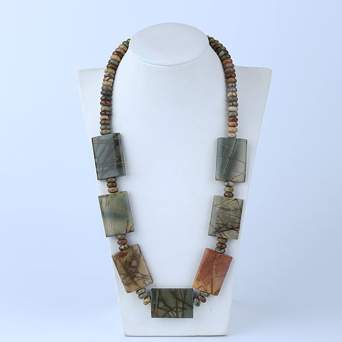 1 Strand Natural Multi-Color Picasso Jasper Beads for Necklace 22-32 inch 140g