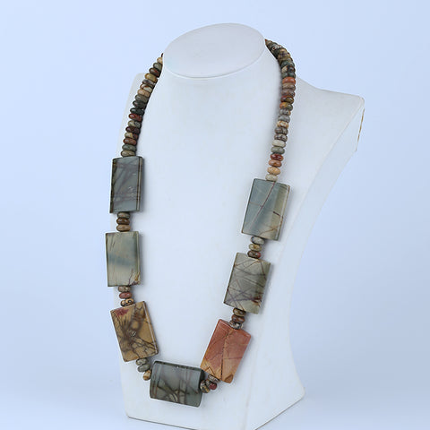 1 Strand Natural Multi-Color Picasso Jasper Beads for Necklace 22-32 inch 140g