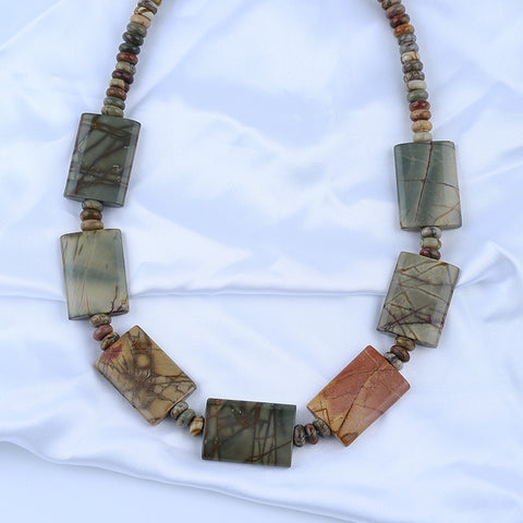 1 Strand Natural Multi-Color Picasso Jasper Beads for Necklace 22-32 inch 140g
