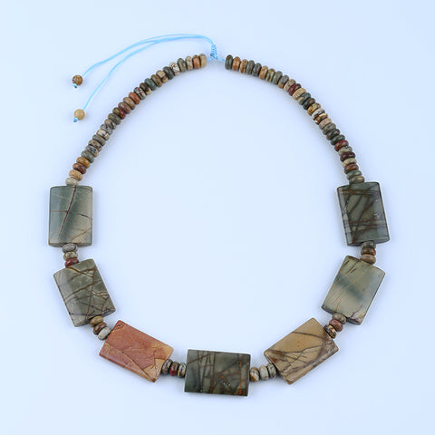 1 Strand Natural Multi-Color Picasso Jasper Beads for Necklace 22-32 inch 140g