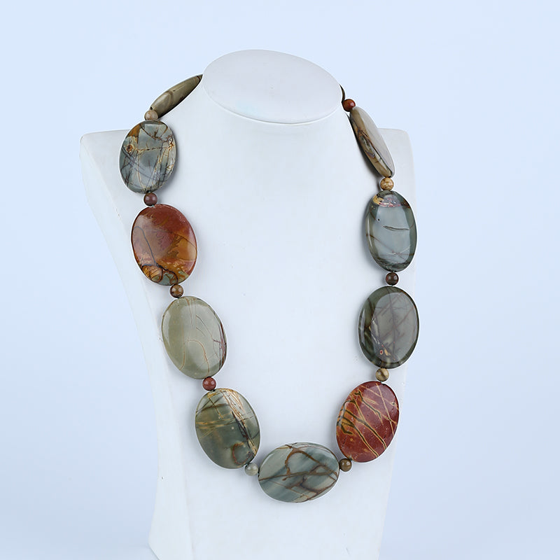 1 Strand Natural Red Creek Jasper Beads for Necklace 20-28 inch, 185g