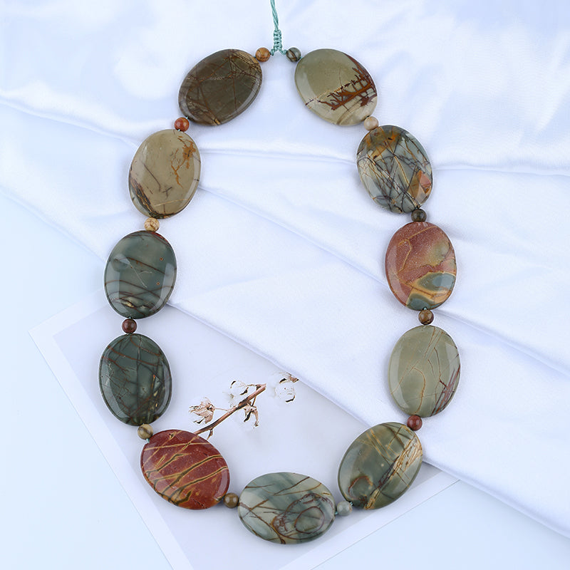 1 Strand Natural Red Creek Jasper Beads for Necklace 20-28 inch, 185g