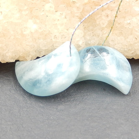 Natural Blue Aquamarine Earring Beads 18x12x7mm, 4.5g