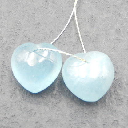 蓝色海蓝宝石刻面宝石凸圆形一对，21x15 毫米，12.1 克