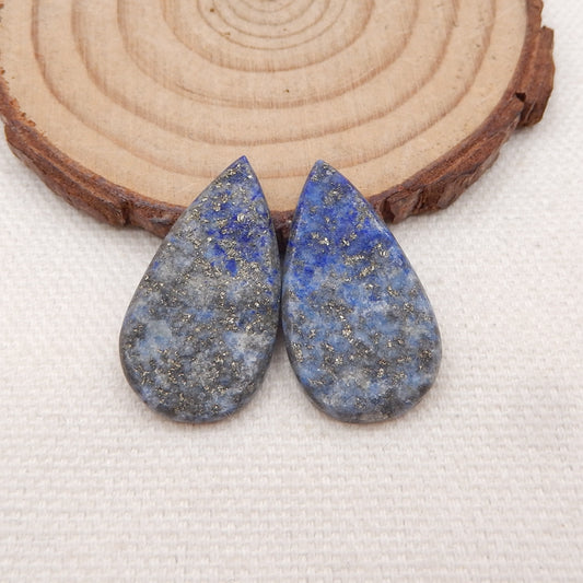 Natural Lapis Lazuli Cabochons Paired 27x14x3mm, 4.9g